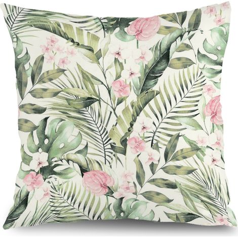 Housse de coussin patio fleurs, décoration jardin canapé,45×45cm (1/5)