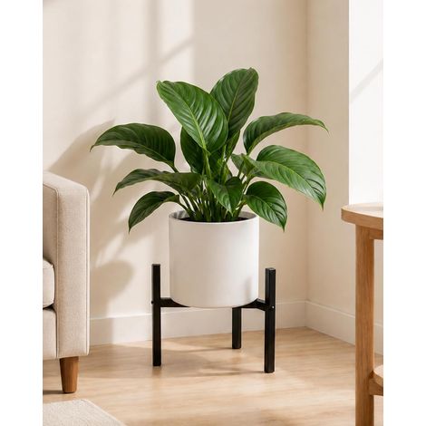 Support métallique pour plantes, réglable en largeur de 20 à 30 cm, trépied d'intérieur, support pour pot à 2 hauteurs différentes, imperméable, résistant, supporte 90,7 kg, support (1/5)