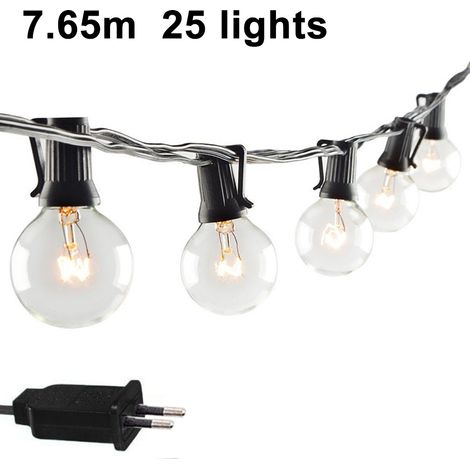 Guirlande lumineuse avec ampoules G40, idéale pour l'éclairage de terrasse, jardin, fête ou terrasse. Lumière chaude naturelle. Ampoules pour parasol suspendu, à suspendre à un parasol, pour une utili (1/5)