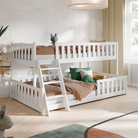 Etagenbett 90-120x200 am Boden inkl. Lattenroste Léane Weiß