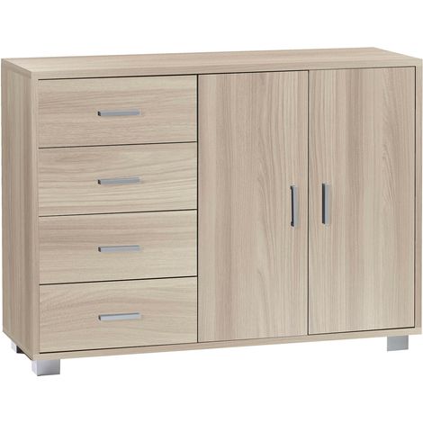 Madia 2 Ante 4 Cassetti 116x86x41 cm Olmo Chiaro (1/3)
