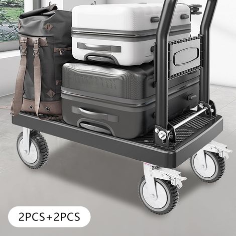 Roulettes de 8 pouces, 4 roulettes tout - terrain en PVC résistant (2 fixes et 2 avec freins), roulettes à plateau pivotant avec structure à double roulement, pour table de chariot, capacité 1323lbs (1/5)