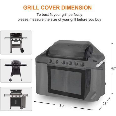 Housse de barbecue améliorée de 55 pouces, imperméable, durable et résistante aux UV, adaptée aux Weber Spirit 200/300 et Spirit II 300. (1/3)