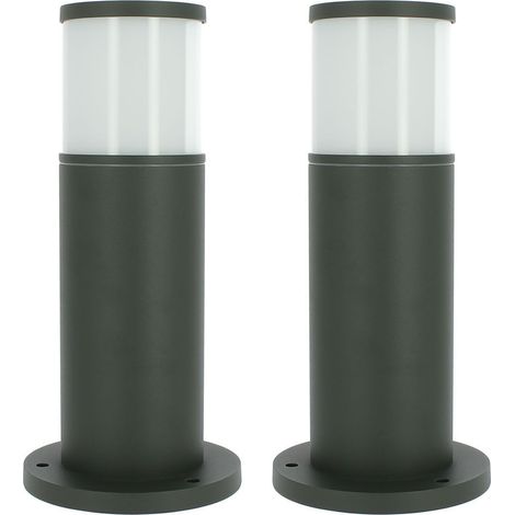 Arum Lighting – Lot de 2 bornes extérieures anthracite – Hauteur 35 cm – Corps en aluminium – Diffuseur en polycarbonate traité UV – IP44