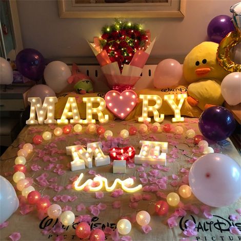 Lampe LED lumineuse avec 26 lettres, chiffres et symbole « & » en forme de cœur, idéale pour les mariages, les fêtes à la maison ou les bars. Décoration parfaite pour les mariages, les fêtes et les va (1/2)