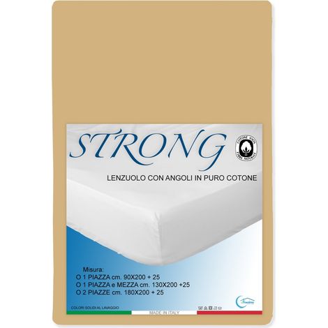 LENZUOLO con ANGOLI STRONG tinta unita OCRA made in Italy Una Piazza