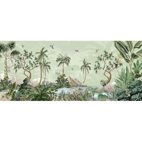 Papier peint panoramique - Jardin Oiseaux - 130 cm x 55 cm (1/2)