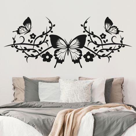 Sticker Mural - Tête de lit Papillons - 17x42 cm - Noir (1/3)