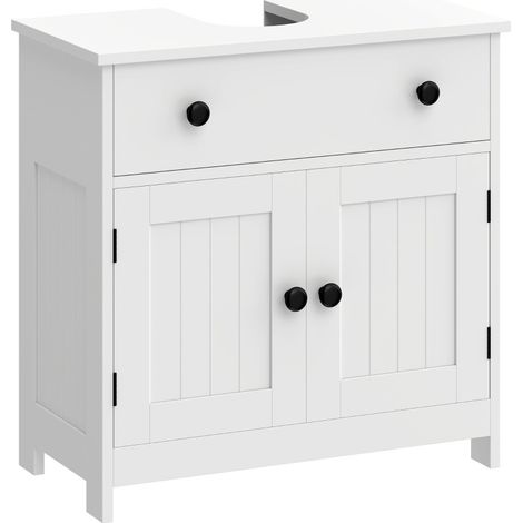 Meuble sous vasque 73x38x60 cm en MDF blanc, rangement intégré, gain de place – MEUBLIV (1/5)