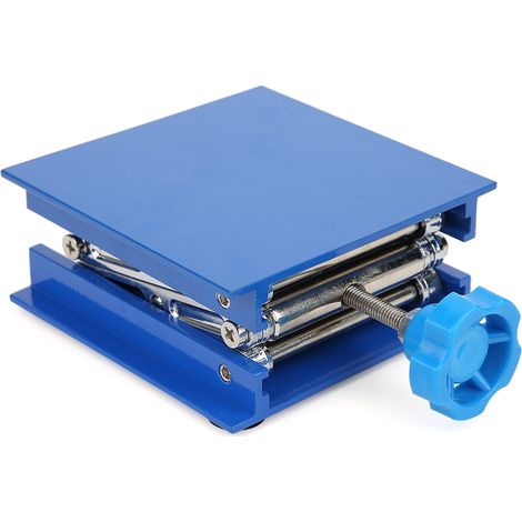 100 x 100mm Blue Electroplated Aluminum Lab Lifting Platform Stand Rack Scissor Jack Lifter