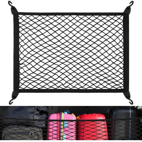 Filet de coffre, filet à bagages pour voiture, 60 x 40 cm, extensible à 120 x 80 cm, filet universel avec 4 crochets solides compatible avec la plupart des voitures, organisateur ultra-élastique (1/5)