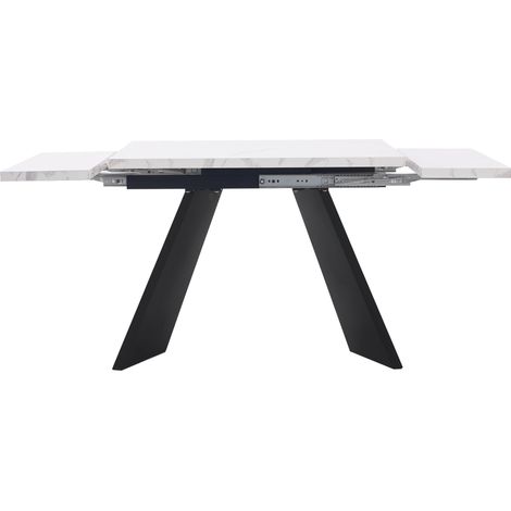 Ensemble table à manger extensible 160×80×75 cm avec 4 chaises en velours gris (1/5)