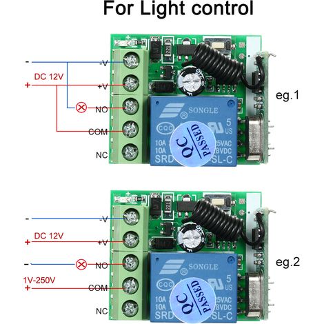 Commutateur de télécommande sans fil universel, Module récepteur de relais DC 12V 1CH et émetteur RF, verrouillage électronique (1/5)