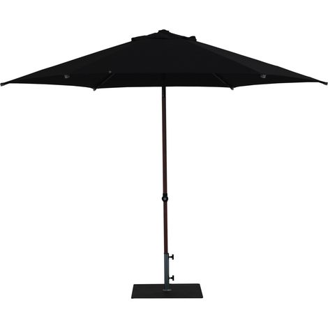 Ombrellone da Giardino Ø3 m Palo Ø38 mm in Alluminio Effetto Legno Tessuto Olefin Trend Wood Nero (1/5)