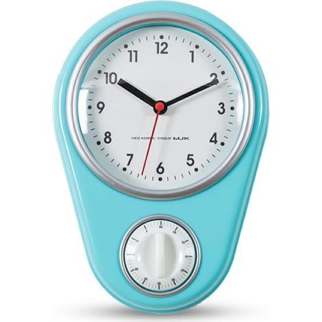 Kitchen Wall Clock, Precise Timekeeping, Easy to Read and Stylish, with Timer, ABS Kitchen Timers, Timeless, Blue (1/5)