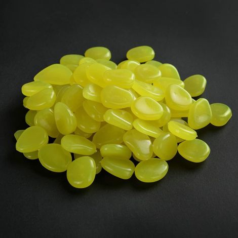 Lot de 50 galets phosphorescents, résine, 2-3 cm, jaune, pour jardin, allée, aquarium