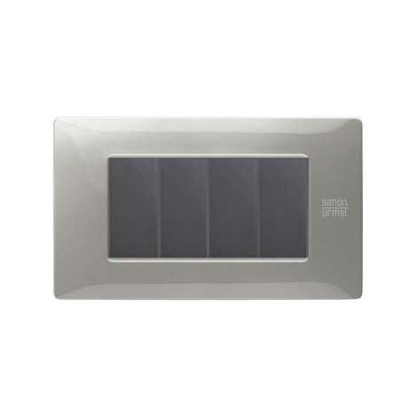 Placca Flexa Tecnopolimero Alluminio 4 Moduli Simon Urmet 11804.AL