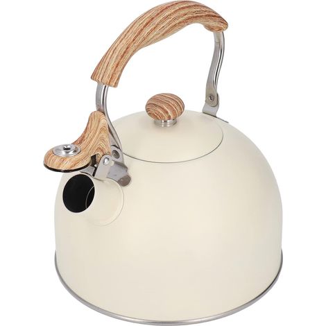 Bouilloire à thé Sifflante en Acier Inoxydable à Induction, 2,5 L, avec Poignée en Bois, Chaudière à Flûte pour Plaque à Induction, Cuisinière à Gaz, Hottes en (1/5)
