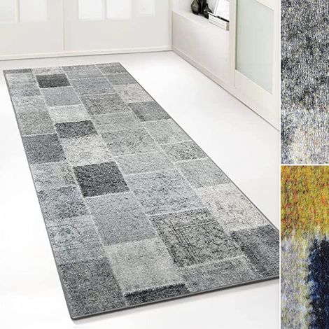 Tapis Ornement Vintage Oriental pour la Cuisine, Le Couloir et Le Salon 80 x 250 cm, Monsano Anthracite (1/5)