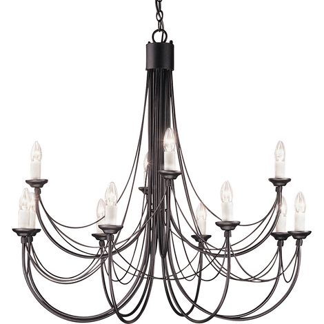 Elstead Carisbrooke - Lampadario a 12 candele nero