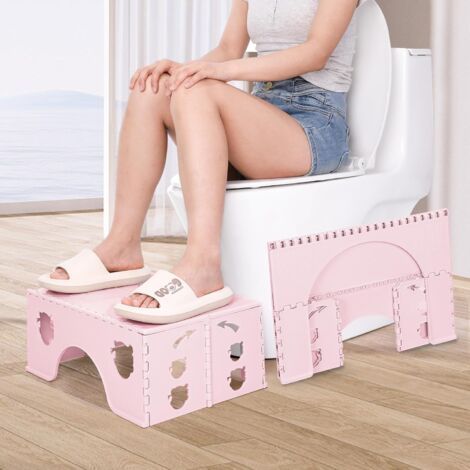 Tabouret de toilette pliable - Tabouret physiologique pour salle de bain, pour adultes et enfants (rose) (1/5)