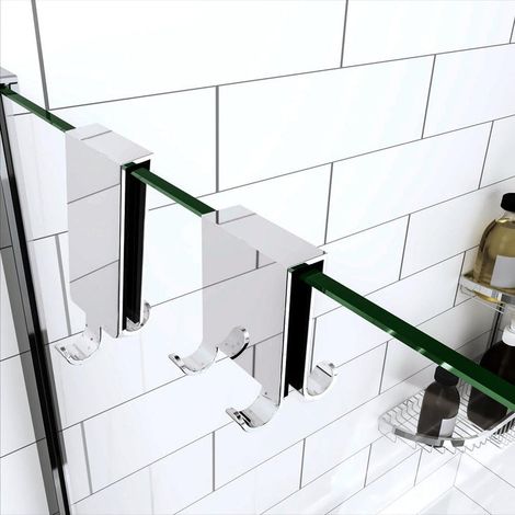 Aica Sanitaire – Patère de salle de bain inox brillant – Crochet pour paroi de douche 8-10mm – Installation sans silicone – Pour serviettes et ustensiles