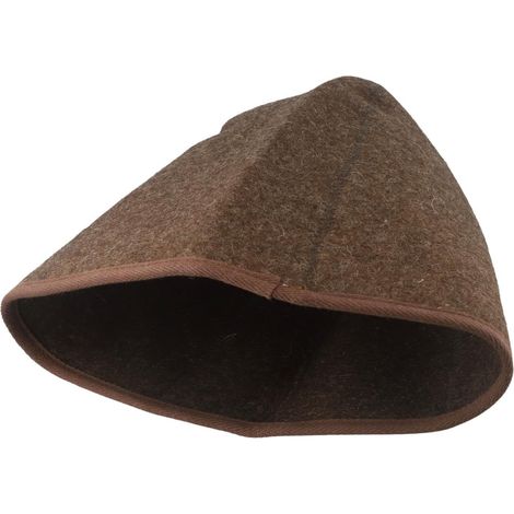 Wool felt sauna hat for steam rooms and spas, thermal protection, with adjustable strap, brown, 34 x 26 cm (1/5)