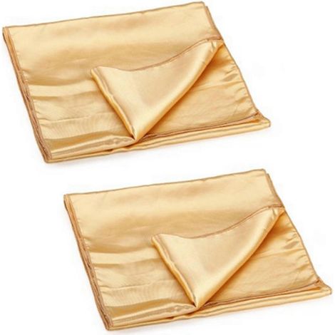 2 nappes de chemin de table centrales en satin doré 30 x 275 cm (1/5)