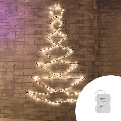 Albero di Natale luminoso da parete 150 Led luce decorativa 122cm Bianco Caldo a batteria Wisdom (1/3)