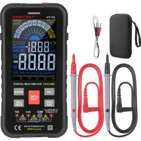 multimètre-Multimètre Digital HABOTEST HT116 – Comptage 9999, Mesure True RMS, Auto-Off, NCV – Voltmètre, Ampèremètre Universel pour Tension DC/AC (1/4)