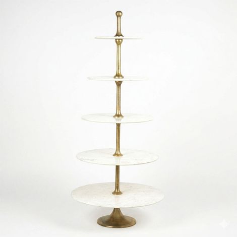 Desserte en marbre blanc 5 étages 79x79x175cm