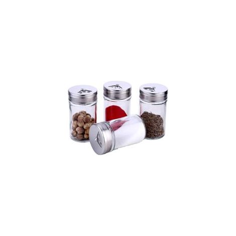 Ritte Gewürzgläser, 4er-Set, 100 ml, transparente Vorratsgläser mit Deckel, verstellbare Ausgießöffnungen, ideal zur Aufbewahrung von Tee, Müsli und Trockenfrüchten – Crezuo