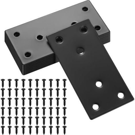 10 pezzi di piastre di montaggio piatte perforate, piastre di fissaggio piatte dritte, connettori ad angolo (neri 80x40mm) (1/5)