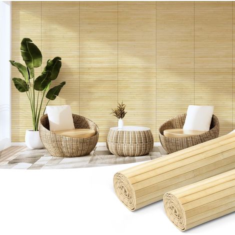 Lot de 2 Panneau Mural en Bambou Naturel, Panneau Renouvelable (1/5)