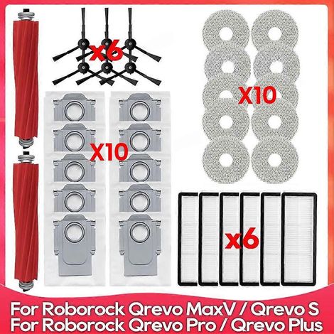 Ersatzteile für Roborock Qrevo S, Qrevo Pro, Qrevo MaxV und Qrevo Plus Staubsauger: Hauptbürste, Filter, Reinigungstücher, Staubbeutel. (1/5)