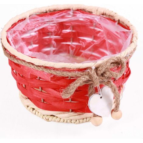 Cache-pot en peuplier et jute, diam. 17,5x9,5 cm (lot de 5)