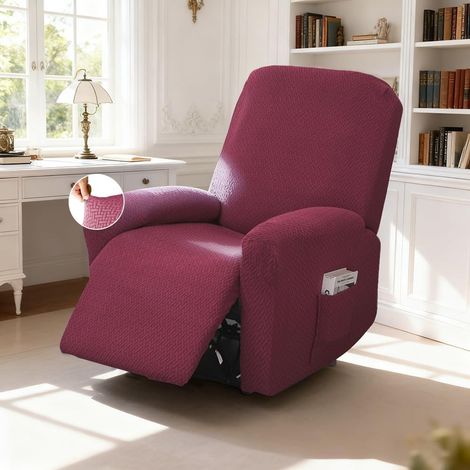 Sesselbezug, Relaxsessel Sesselbezug Stretchhusse mit Taschen, All-Inclusive Streifen-Jacquard Sesselschoner für Fernsehsessel Liege Sessel