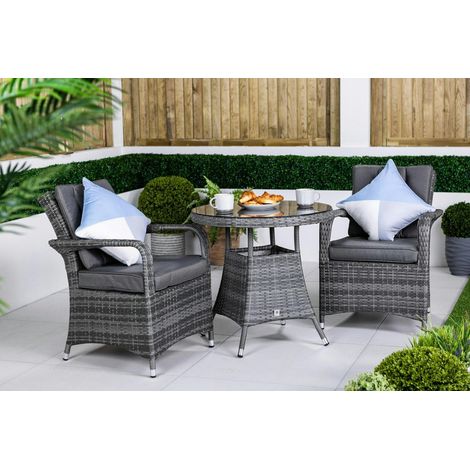 Arizona Rattan Garden Bistro Table and Chairs Set 2 Seater Patio Furniture Set (1/5)