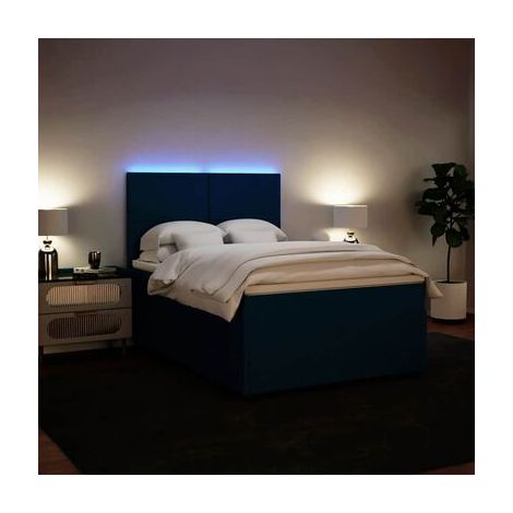 Sommier de style Snowco et matelas en velours bleu de 160 × 200 cm, velours doux et confortable, idéal chambre à coucher, style moderne, montage simple (1/5)