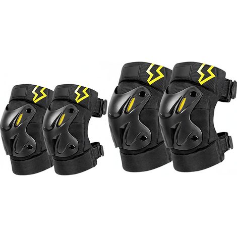 Genouillères de moto BSDDP, ensemble de 4 pièces, protection coudes et genoux, œillets réfléchissants, confortables et respirantes (1/5)