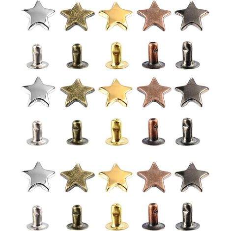 Rivets pour vêtements Étoiles Métal 200 Sets 5 Couleurs pour maroquinerie DIY et artisanat du cuir, usage créatif pour sacs en cuir et ceintures (1/5)