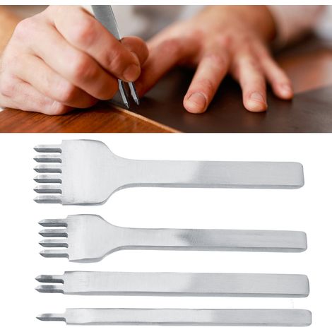 4 outils de maroquinerie DIY, emporte-pièces pour trous de cuir espacés de 3 mm, outil de couture à 1+2+4+6 dents (1/5)
