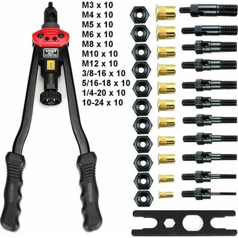 M3-M12 Ensemble d\\'outils de rivetage Kits de rivetage d\\'écrou Accessoires d\\'insertion d\\'écrou de rivet (1/5)