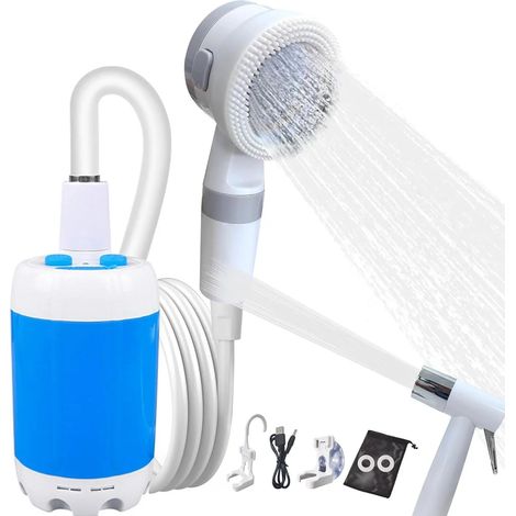 Douche extérieure rechargeable portable, conception compacte portative, flux de douche doux pour le lavage de voiture, arrosage des fleurs, bain (1/5)