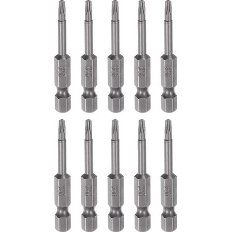 10Pièces Embout de Tournevis à Tête Étoile Ts15 à 5 Points, Tige Hexagonale de 1/4", Longueur de 2", Aimanté, pour Vis à Tête Torx de Sécurité, Outil Électrique (1/5)