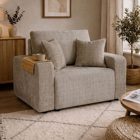 Fauteuil convertible 106x82x90 cm en tissu texturé beige - MODULYS
