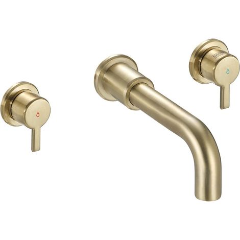 Bristan Altum 3-Hole Basin Mixer Tap Wall Mounted - Brushed Brass (1/5)