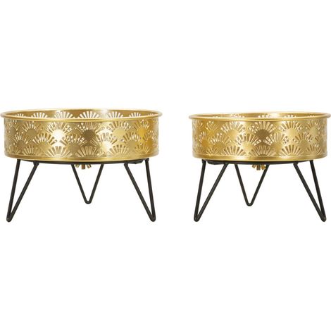 Lot de 2 Cache-Pots Design "Zanny" 20cm Or (1/5)