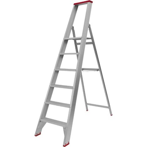 PROVOST - Escabeau aluminium pliable 6 marches inox - Hauteur de travail 2,95 m