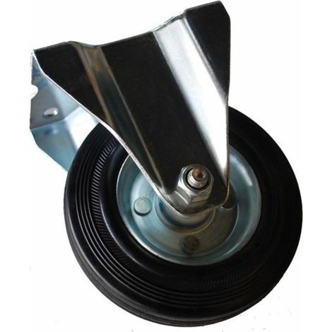 FPLUS rueda goma negra fija 125 mm. sin freno 75503 , Rueda de goma negra.
Diametro rueda 125 mm.
Peso maximo. 140 KG.
Altura total     154 mm.
Placa fija.